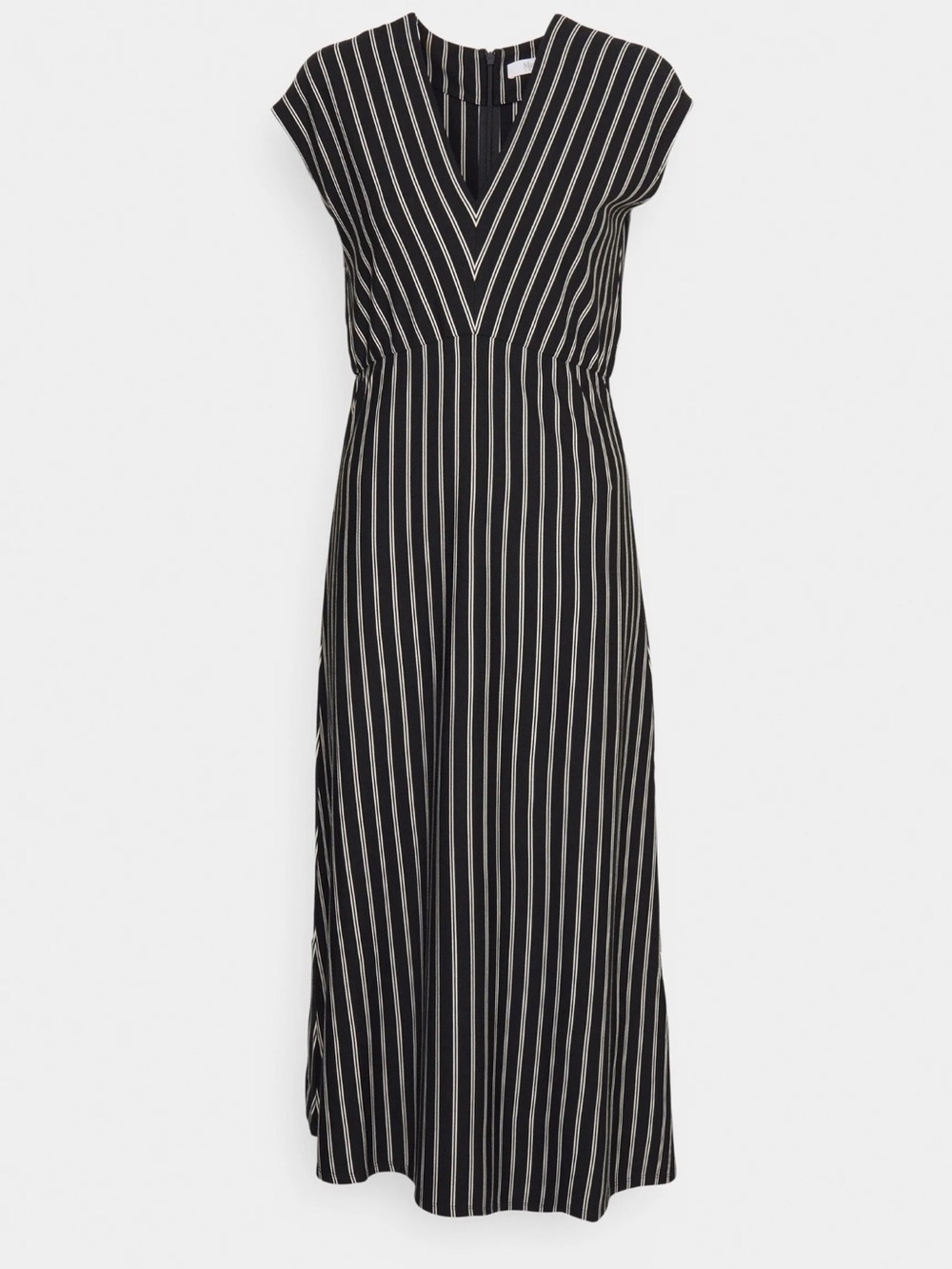 MaxMara Leisure Sleeveless V-Neck Black & White Striped Maxi Dress